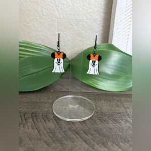 Cute Minie Ghost Earrings with orange Bows